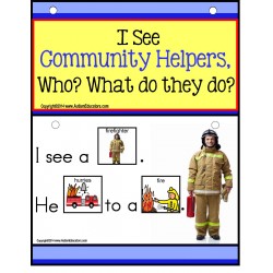 Autism - Build A Sentence with Pictures Interactive - COMMUNITY HELPERS